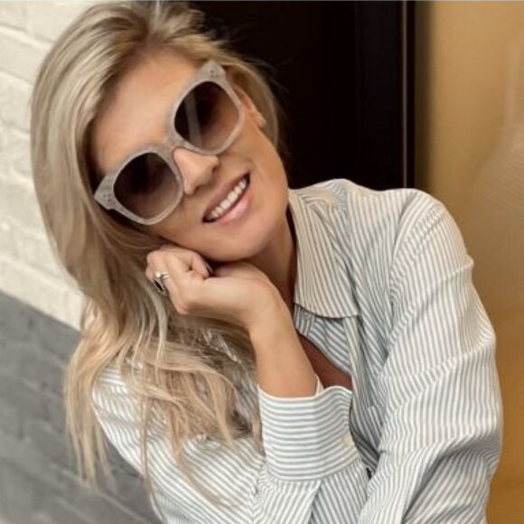 Celine Women Sunglasses Grey Silver Smoke Gradient Geometric CL4002UN 20B NEW - Picture 2 of 11